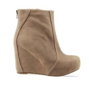 Jeffrey Campbell Pixie Suede Wedge Ankle Boots Tan Havana Last Size 37 US 7